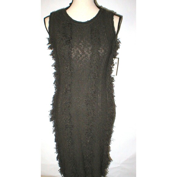 Womens NWT $298 Worth New York XS P Dress Coco Dark Brown Fringe Sleeveless Knit - Picture 1 of 11